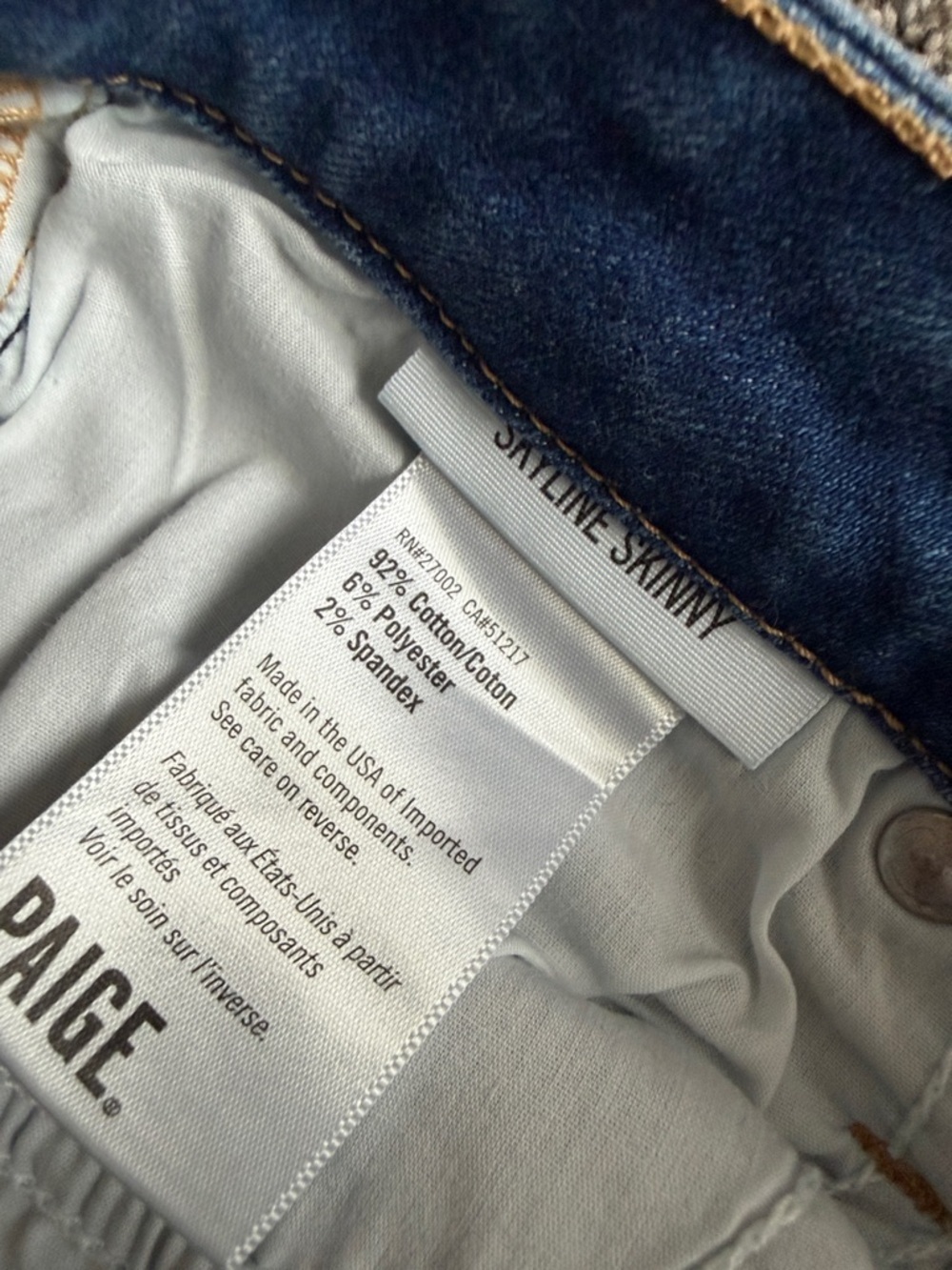 PAIGE Skyline Transcend Vintage Raw Hem Skinny Jeans in Mid Blue - Picture 3 of 7